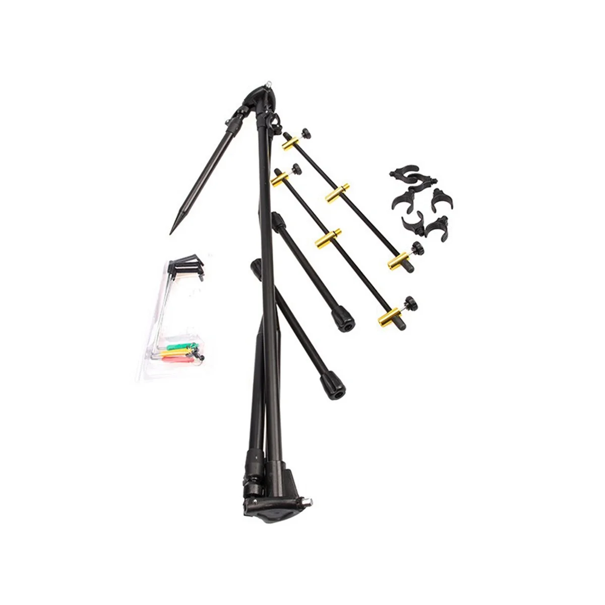 

Adjustable Retractable Carp Fishing Rod Pod Stand Holder Fishing Pole Pod Stand with 3 Bite Alarms Swingers Indicators