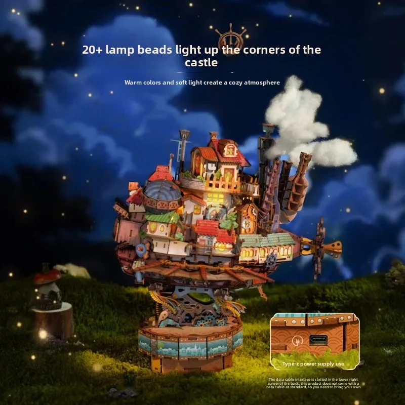 Фото Тончир: Движущийся замок Хаула, деревянный сборный пазл, 3D-диорама, модель кукольного домика, набор для сборки, ручная работа, подарок. №2