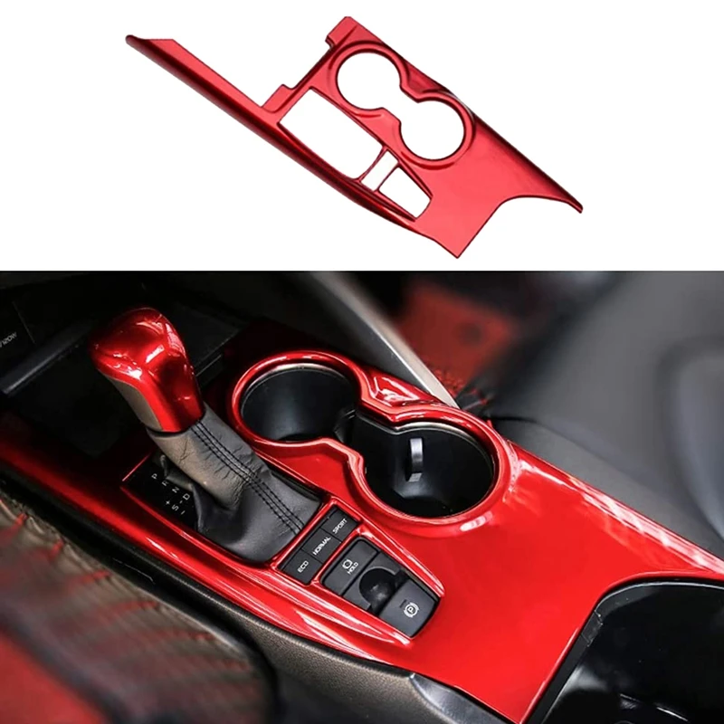 

Red Console Gear Shift Knob Panel Trims Cup Holder Cover Decor Sticker for Toyota Camry LE SE TRD SE 2018 - 2021