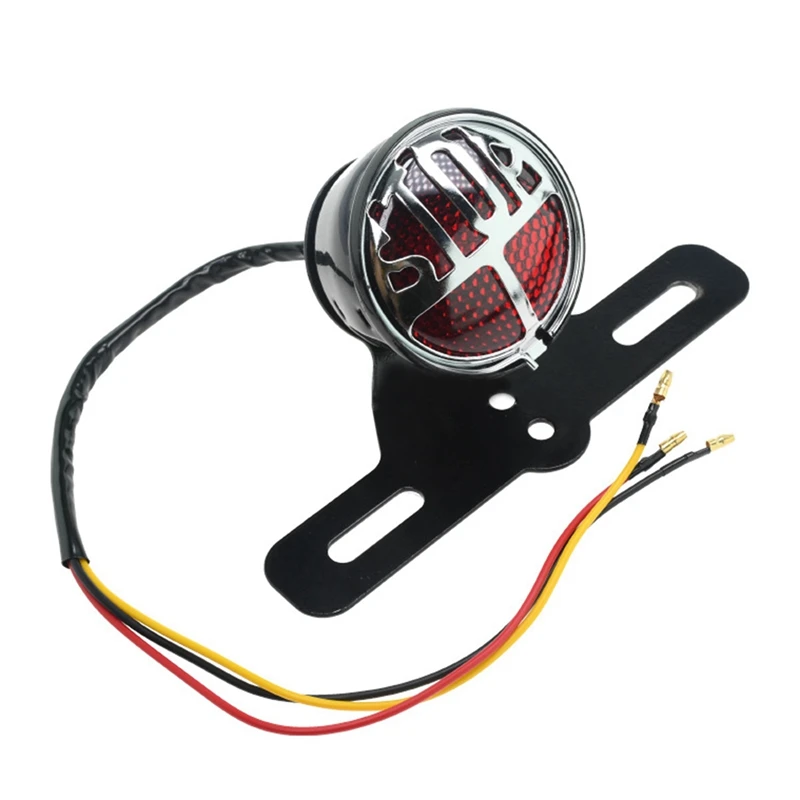 

1 Piece Motorcycle LED Retro Taillight Miller Stop Tail Light Black Number Plate Rear Lamp For Chopper Bobber Cafe Racer