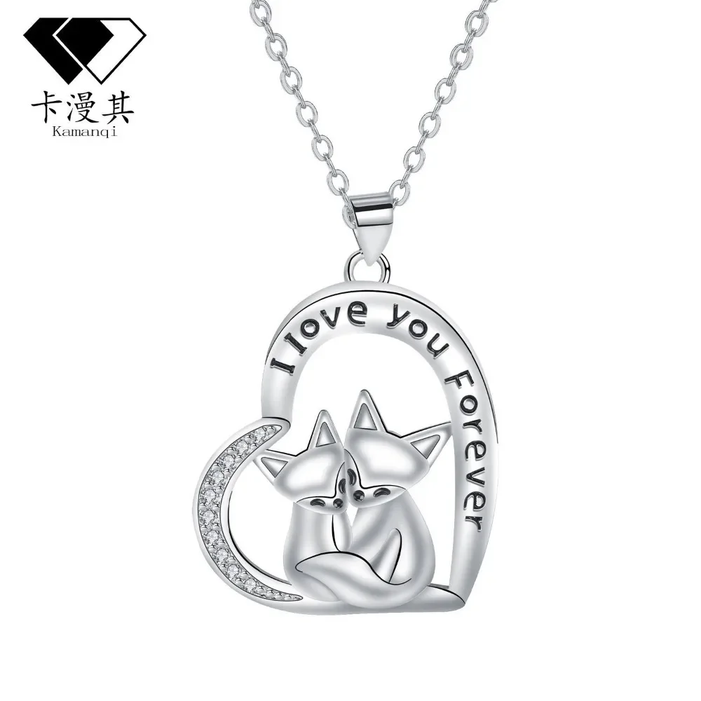 Креативное ожерелье с подвеской в форме лисы сердца для женщин милые ювелирные