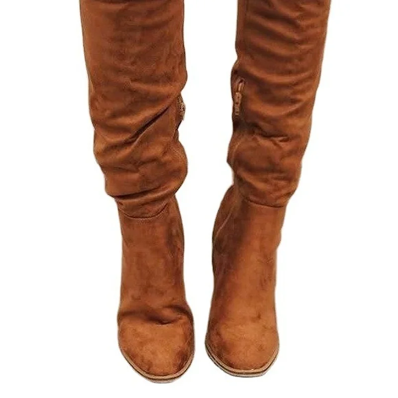 Over the knee boots women 2021 autumn and winter thick heel high heel suede boots female side zipper long boots
