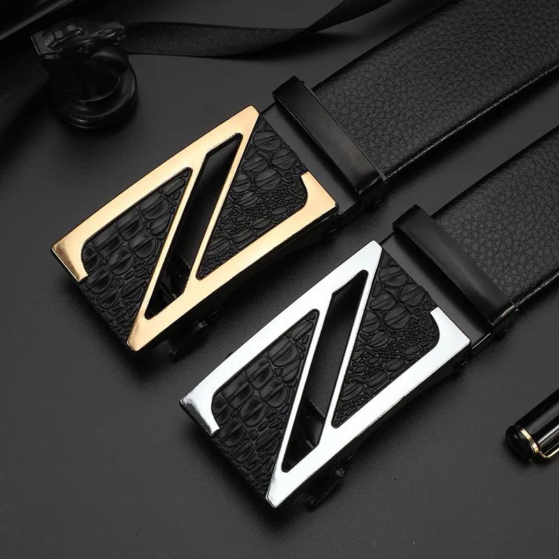 

Мужской ремень с автоматической пряжкой, Черный Модный деловой ремень с пряжкой из сплава, 2022