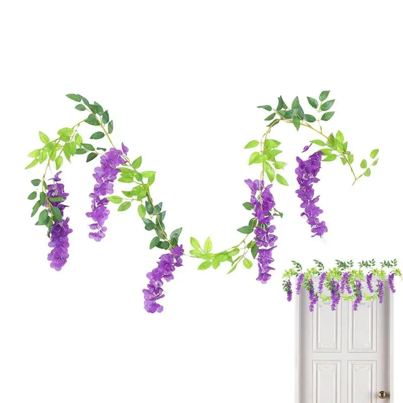 

Wisterias Garland Hangings Flowers Flower Garland Flower Wall Vines With Flowers Artificial Silk 1.8m Fake Wisterias For Room