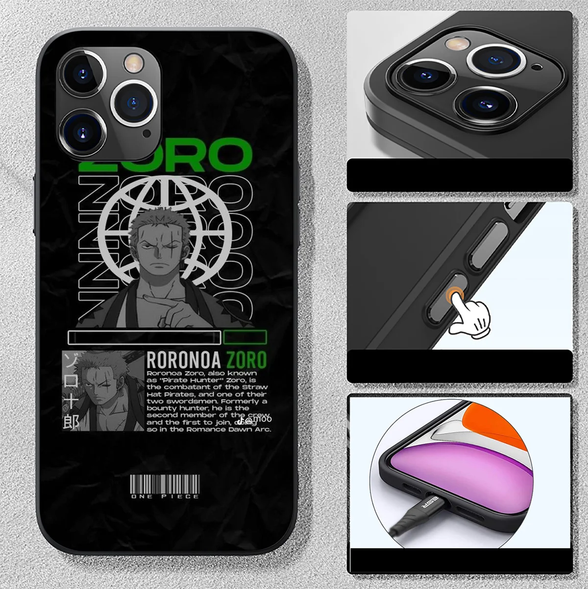 O-One P-Piece Roronoa Zoro New Phone Case for iPhone 16 15 14 13 7 8 Pro Max Mini Plus