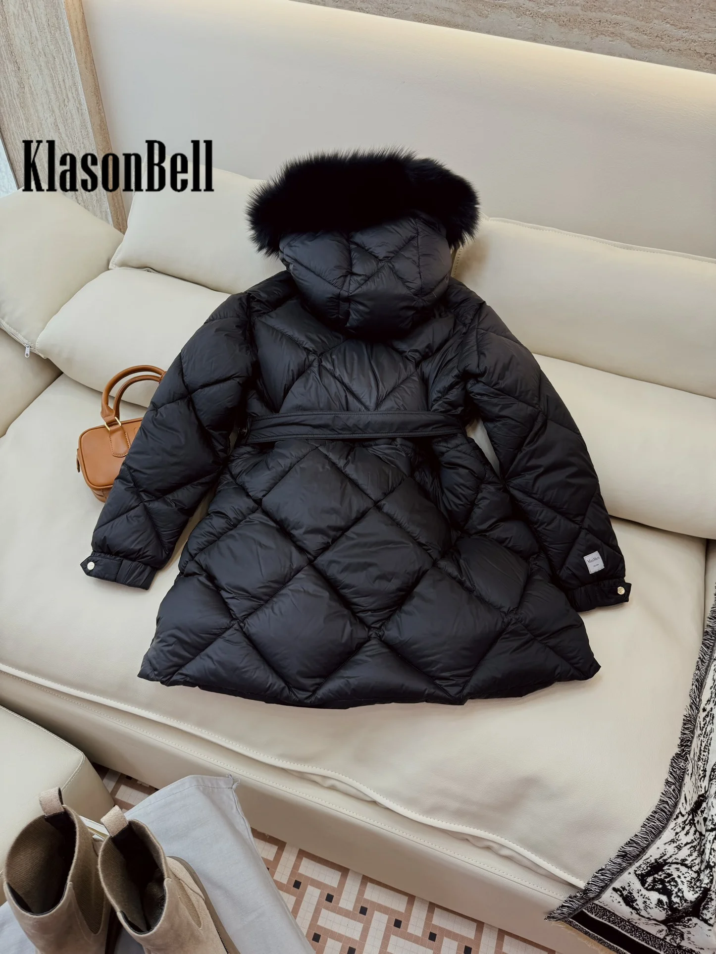 9 5 KlasonBell Женская модная меховая куртка с капюшоном стеганая клетчатая узором