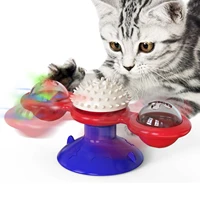 windmill cat toy interactive scratcher contains catnip ball shedding massage suction cup toy for cats puzzle training toy