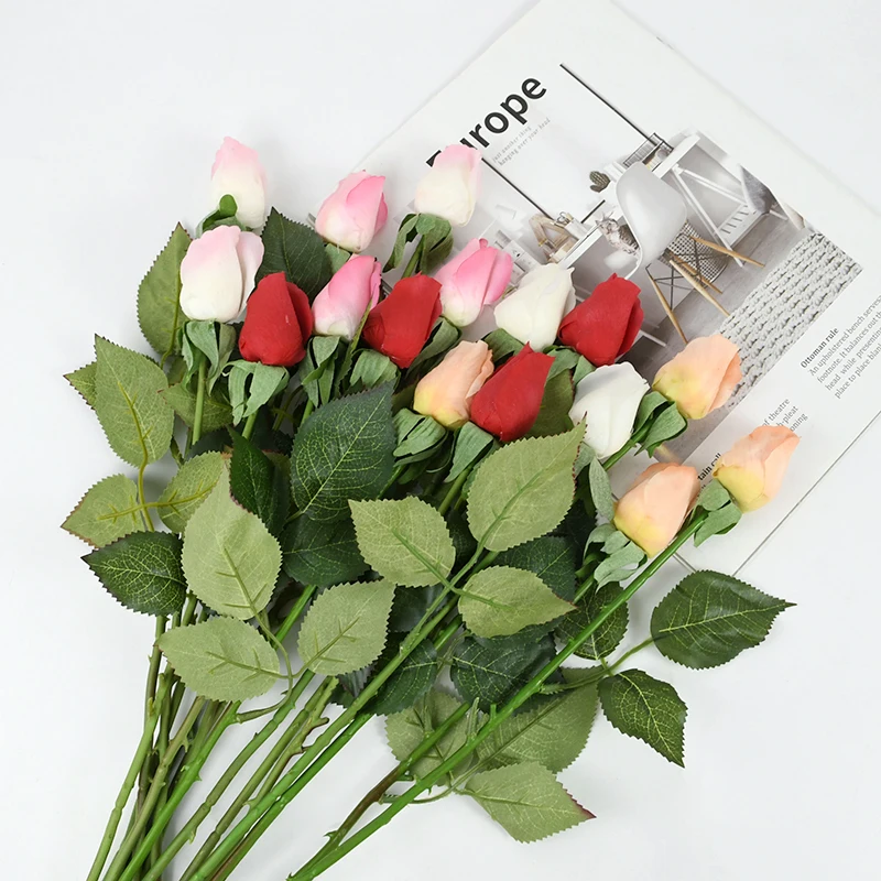 

1/3pcs Rose Artificial Flowers Long Stem Silk Rose Branches with Leaves Wedding Party Decoration Home Room DIY Fake Flower Decor