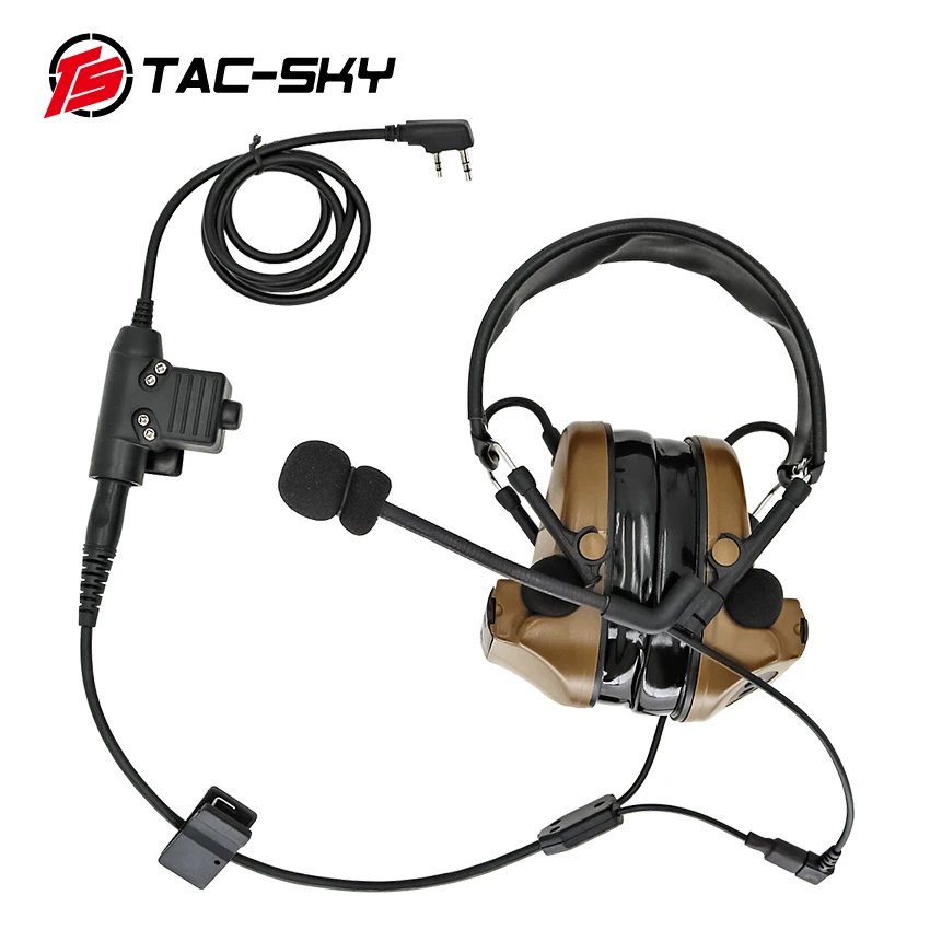 TS TAC-SKY Y Cable with Comtac U94 Ptt and Microphone for Tactical IPSC Version Comtac ii iii Headphone Noise Cancelling Headset