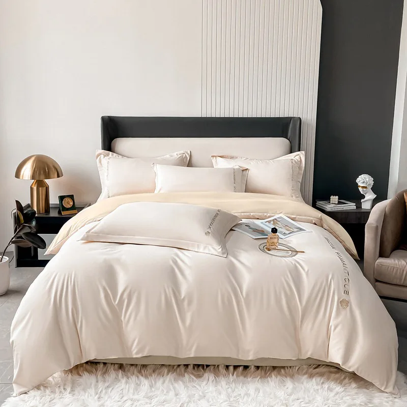 

Односпальный Комплект постельного белья с двойным одеялом, простые Роскошные комплекты постельного белья из 4 предметов с наволочкой, утолщенный мягкий пододеяльник, простыня, комплект домашнего текстиля