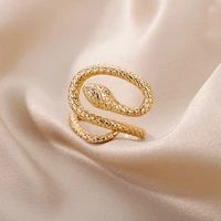 punk snake rings for women stainless steel snake animal opening finger ring exaggerated party hip hop jewelry gift 2022