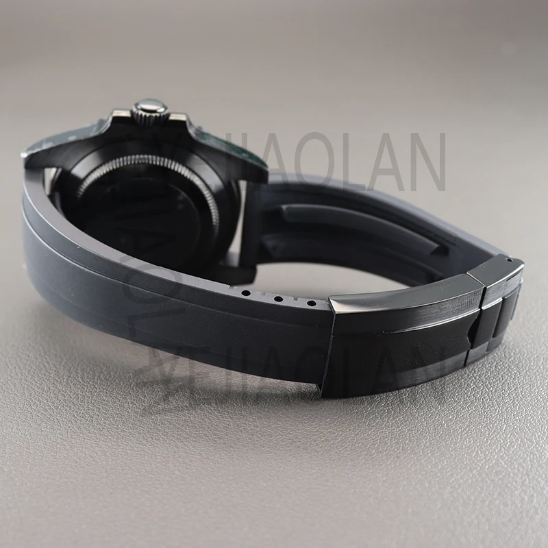 40mm Black Men's Watch Cases Rubber Strap For YACHT-MASTER Seiko nh34 nh35 nh36 nh38 Miyota 8215 eta 2824 Movement 28.5mm Dial