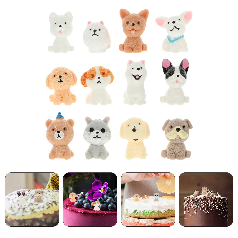 

12pcs Dog Figurines Mini Puppy Figures Dogs Animals Toy Desktop Resin Decor