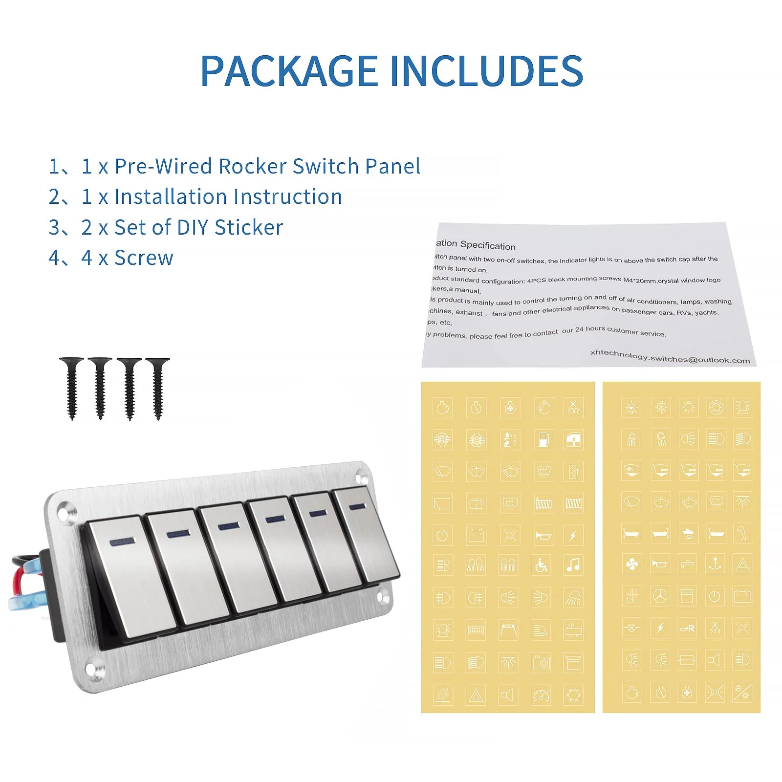 Высококачественная прочная металлическая панель переключателя 2-8 лодки