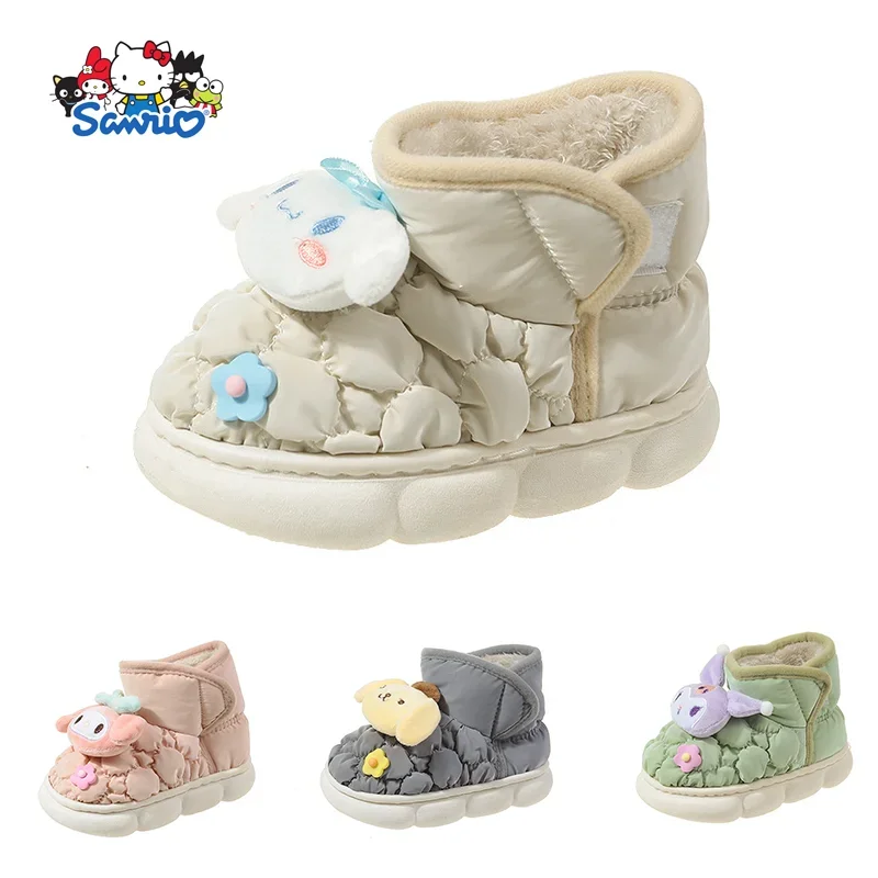 

Sanrios Kawaii Kuromi Women Home Plush Slippers Winter New Sweet Cute Girls Non-Slip Indoor Cotton Shoes Fashionable Warm Shoes