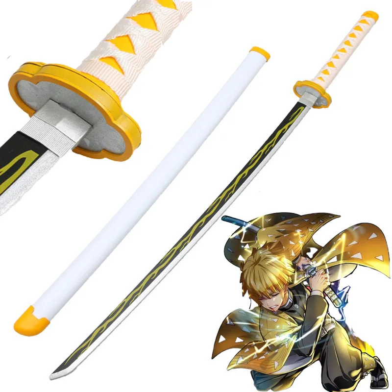 

Cosplay Kimetsu no Yaiba Sword Weapon Demon Slayer Agatsuma Zenitsu Tomioka Yoshio Sword 1:1 Anime Ninja Knife Wood Prop 104cm