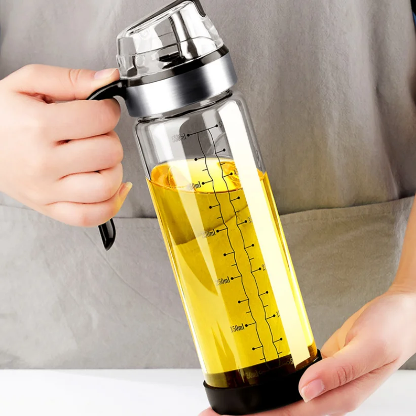 550ml/650ml   Leakproof Glass Olive Oil  Bottle Non-Drip Spout Flip Cap Sauce Dispenser Kitchen Seasoning Jar Cooking Tools