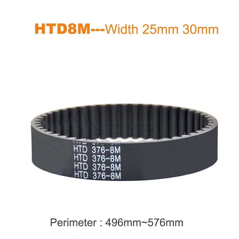 

1pcs HTD8M Timing Drive Belt Black Rubber Width 25mm 30mm 8M Synchronous Transmission Conveyor Belts 496mm~576mm Anti-wear CNC