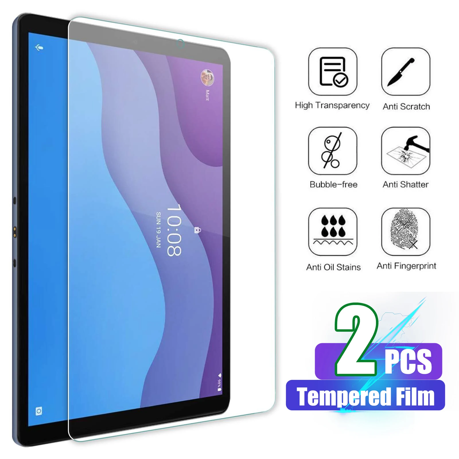 

2PCS Screen Protector for Lenovo Tab M10 HD 2nd Gen TB-X306F TB-X306X 10.1" Tablet Tempered Glass Film 9H Explosion-Proof