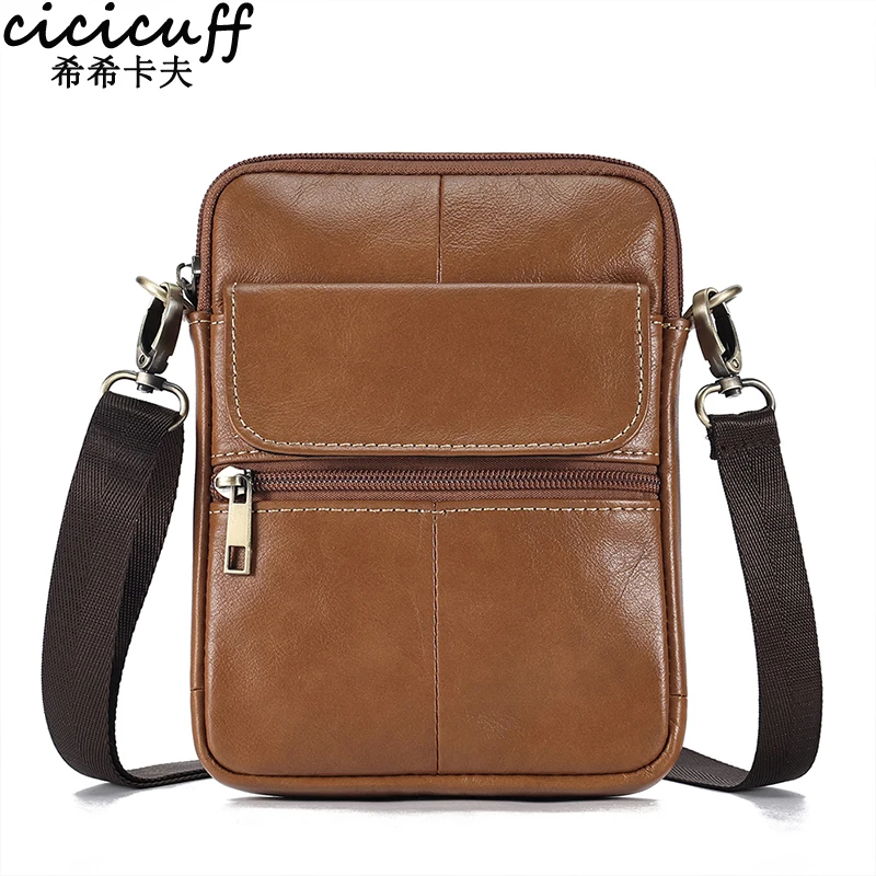 

Genuine Leather Messenger Bags for 7.9" iPad Vintage Cow Leather Men's Corssbody Bag Handlebags Multifunction Mini Shoulder Bag