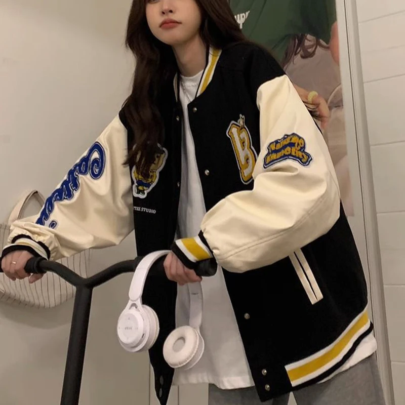 Американская бейсбольная форма женская винтажная свободная осенняя куртка с