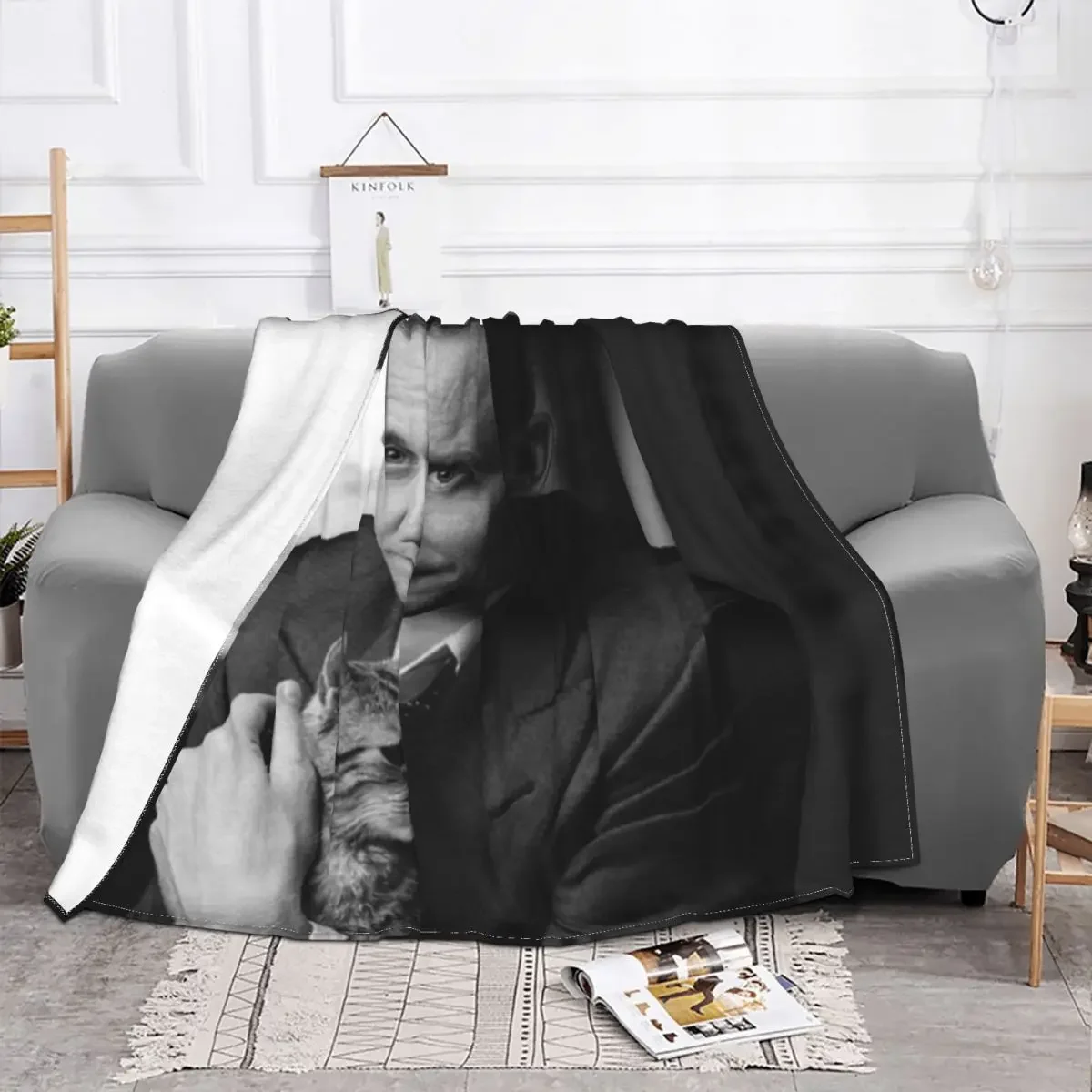 Фланелевое Одеяло Tom Hiddleston с изображением кота винтажные теплые Пледы для