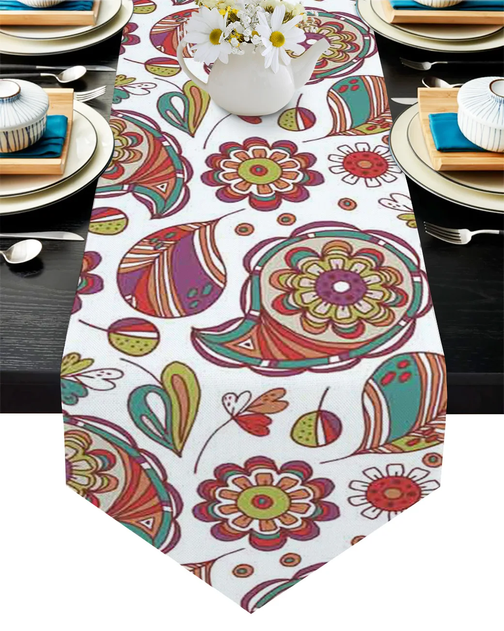 

Flower Leaf Colored Coffee Table Decor Tablecloth Wedding Decoration Dinning Table Decoration Table Runner