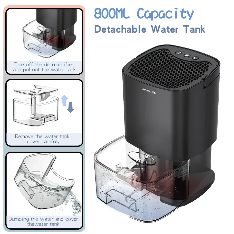 Портативный премиум-осушитель воздуха 2 в 1 1000 мл очиститель для комнаты кухни