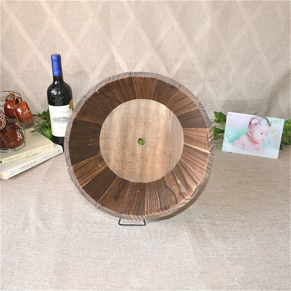 

Preservative Small Barrels Planter Vintage Carbonized Bucket Retro Small Wooden Balcony
