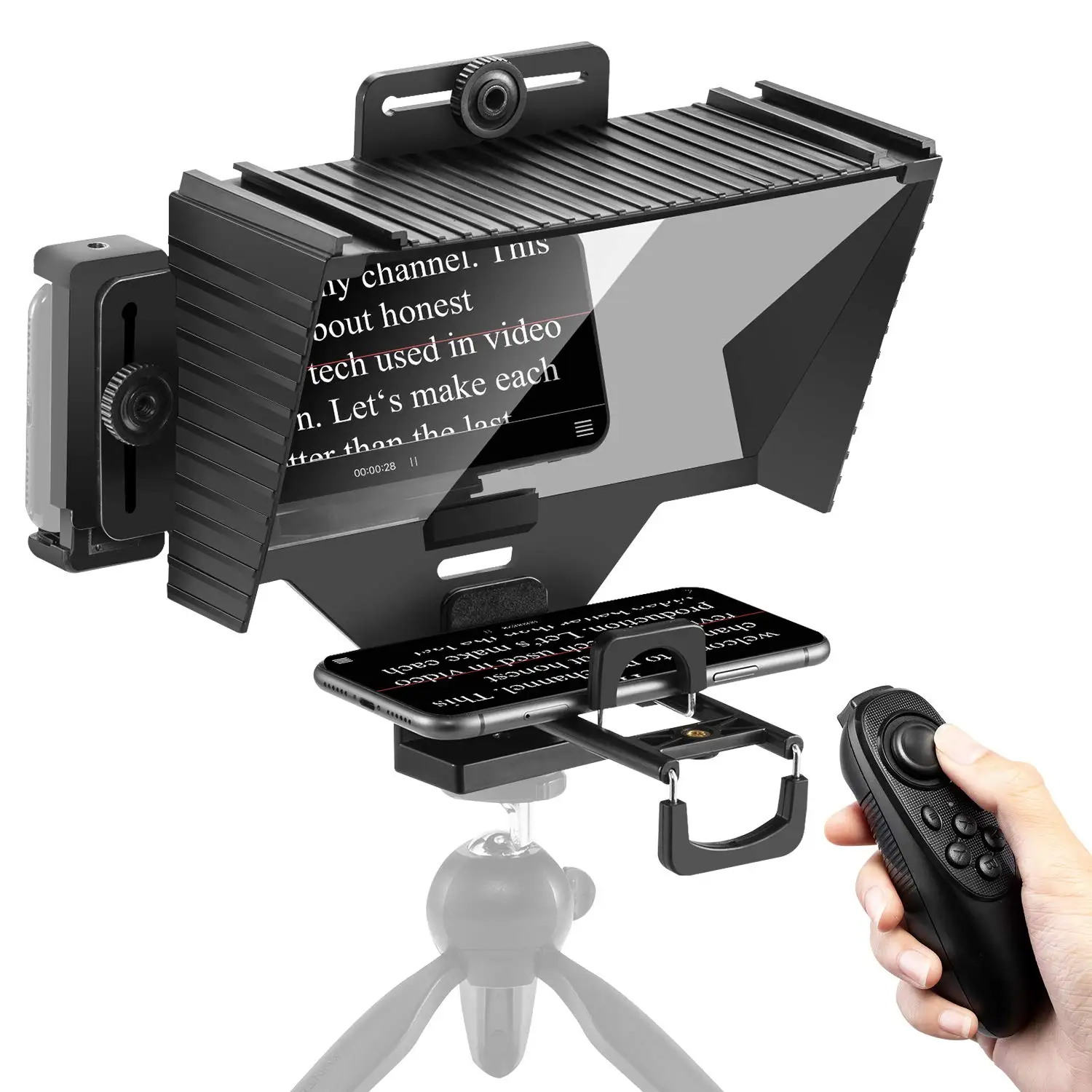

Teleprompter With Remote Control Functionfor Smartphones Large HD Display For Live Broadcast, Interviews, Vlog, Youtube