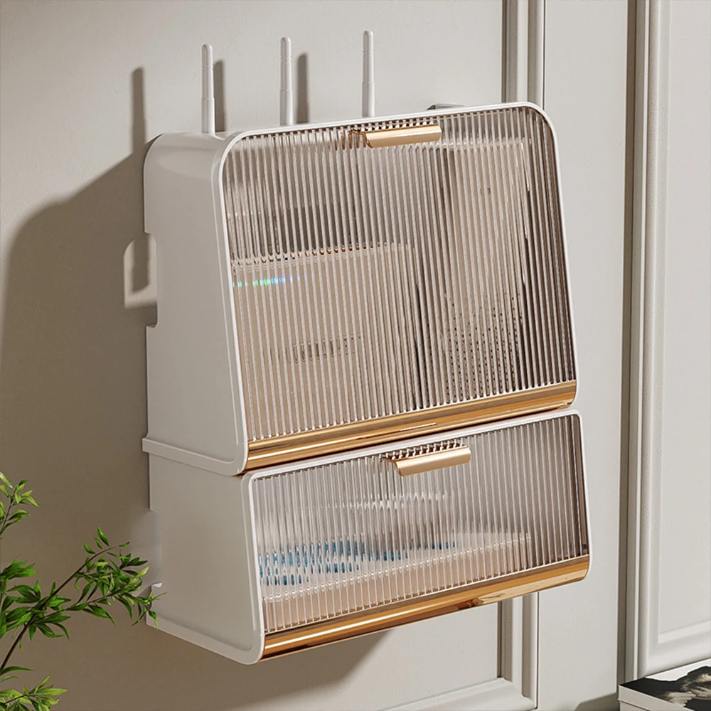

Hole-Free Hanging Rack Practical Wall-mounted Shelf Wireless Storage Rack Storage Box Shelter Basket Wifi Shelf Set-top Basket