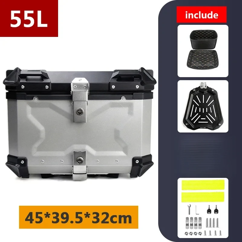 

На заводе, алюминиевая мотоциклетная коробка 65л, 80л, 100л, универсальный мотоциклетный задний чехол Lage, 36л, 45л, 55л, мото-топ, мотоцикл