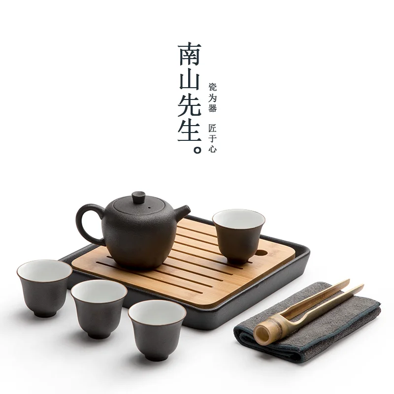 

Black Ceramic Tea Set Display Aesthetic Charms Chinese Tea Set Kung Fu Tea Ceremony Tetera Porcelana Teaware Sets BG50TS