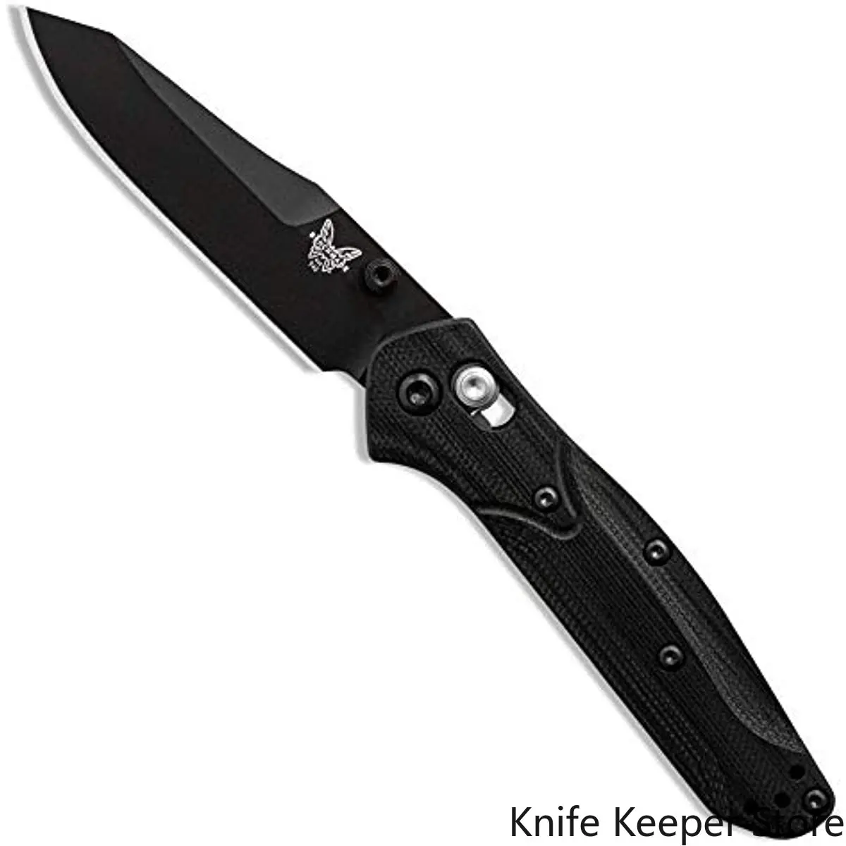 

Benchmade - 945BK-1 mini Osborne Knife, Reverse Tanto Blade, Plain Edge, Black/Blue Baselayer G10 Handle