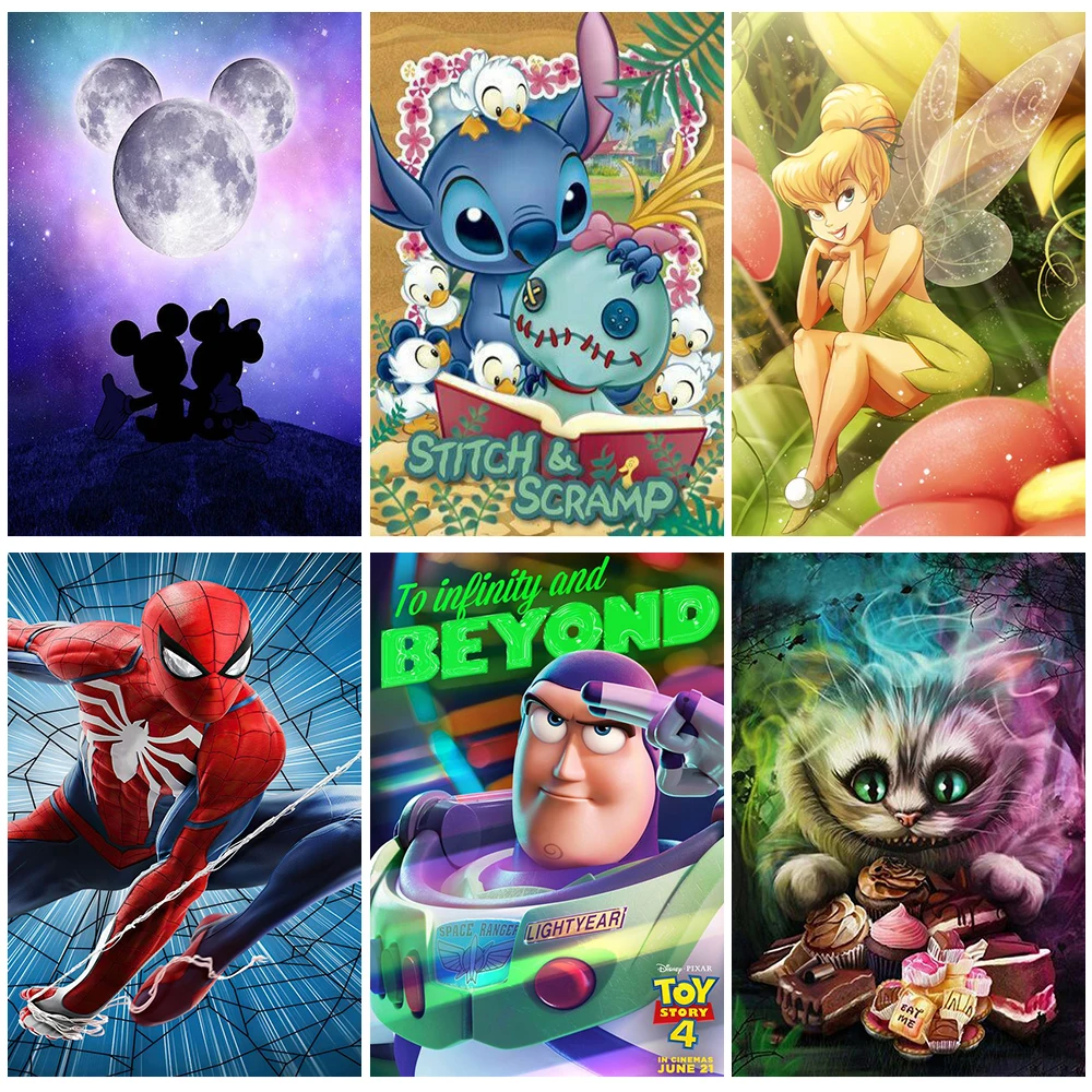 

Disney Mickey Mouse 5D DIY Diamond Painting Cartoon Princess Character Full Round Rhinestone Cross Stitch Kits Home Decor