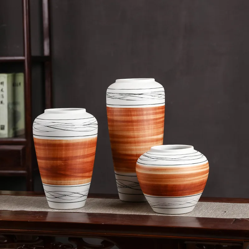 

Керамическая ваза Цзиндэчжэнь, цветочный горшок, большая декоративная ваза в стиле ретро, современные креативные настольные вазы, украшени...