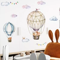 cartoon cute animals hot air balloon wall stickers for kids room baby nursery room wall decals bedroom decoration home decor pvc