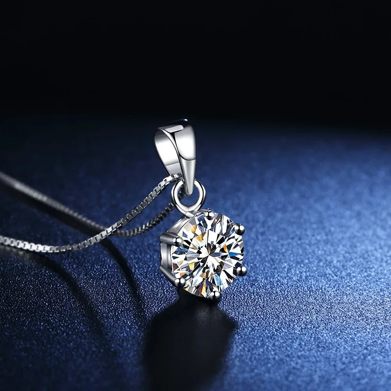 

Ожерелье женское из серебра 925 пробы с цветным муассанитом, 0, 5 карат/1 карат/2 карата, элегантное свадебное ожерелье с подвеской для женщин, П...