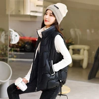 autumn winter warmth down cotton vest cropped sleeveless top korean fashion cardigan bread coat thick padded jacket plus size