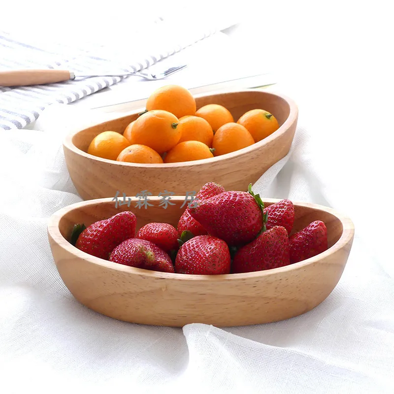 

Oval boat-shaped cake dried fruit dish Foreign trade original single creative wooden plate