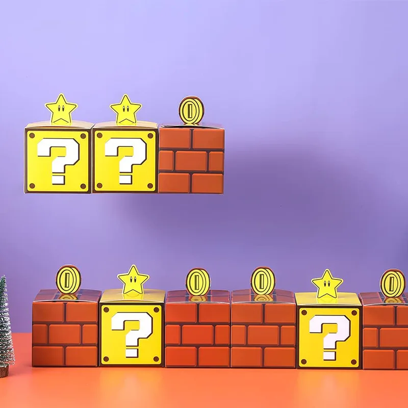 

Super Mario Bros Cartoon Gift Boxes Question Anime Figures Toys Mario Theme Party Goody Bag Decorations Childrens Birthday Gifts