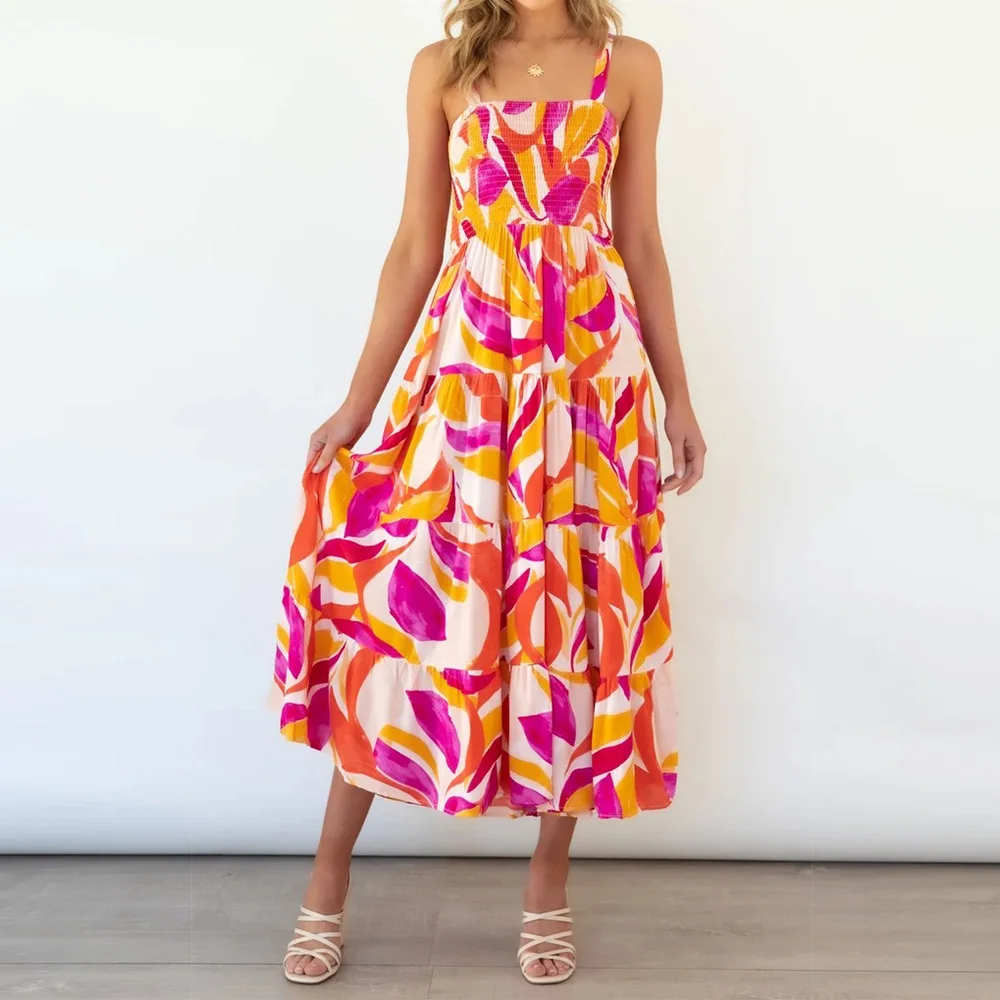 

Новинка лета 2023, длинное пляжное платье с принтом