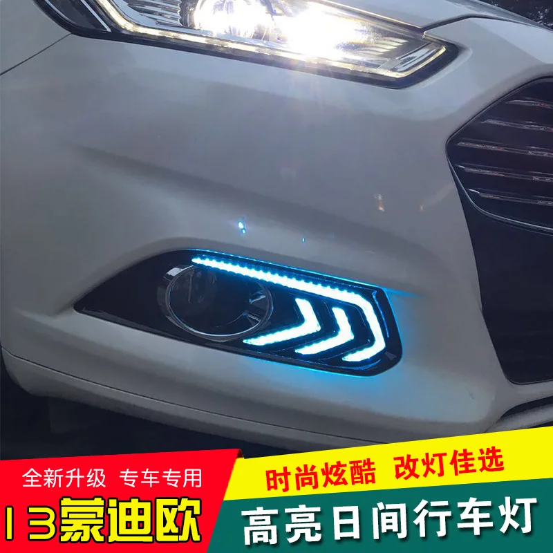 Фото Для Ford Mondeo Fusion 2013 2014 2015, с поворотным желтым реле сигнала, водонепроницаемый автомобильный дневной ходовой сигнал 12 В, Светодиодный дневной ... №2