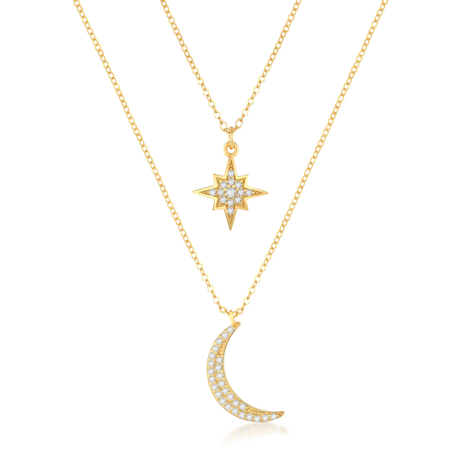 

CANNER Copper Octagonal Moon Zircon Women Necklace Jewelry Charming Pendant Chain Choker Bijoux Collar Joyero Initial Necklace