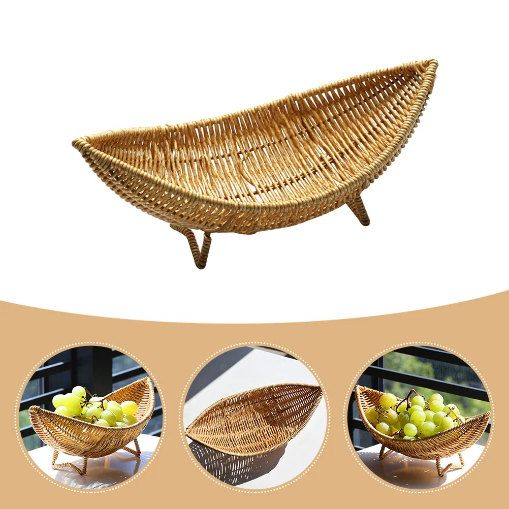Bread Basket Rattan Fruit Bowl Sundries Vegetable Storage Serving Holder Coffee