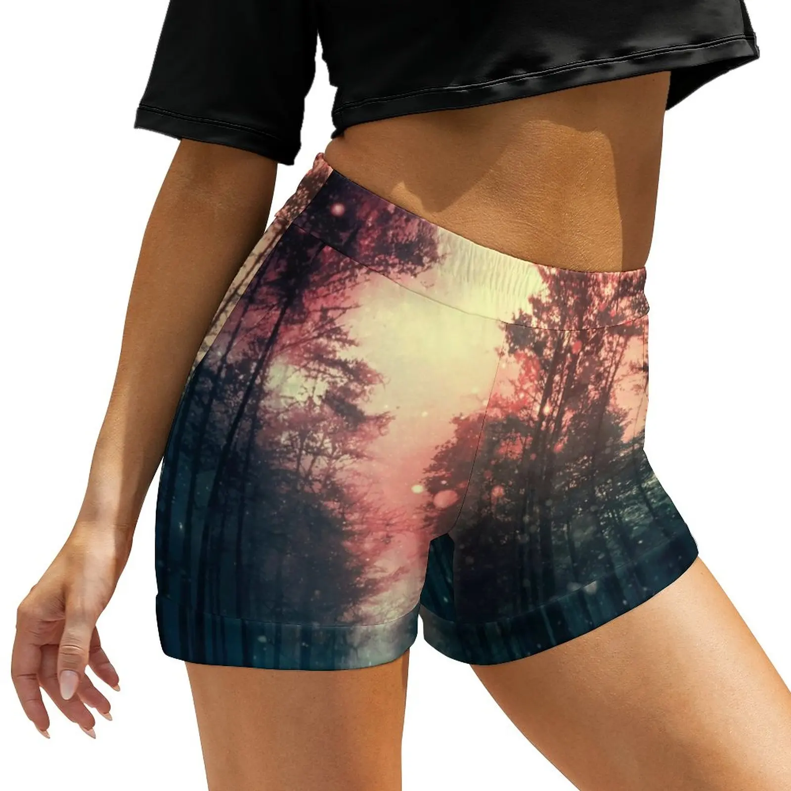 Magical Forest Shorts Sky And Stars Print Oversized Street Fashion Shorts Night Club Short Pants Woman Graphic Bottoms