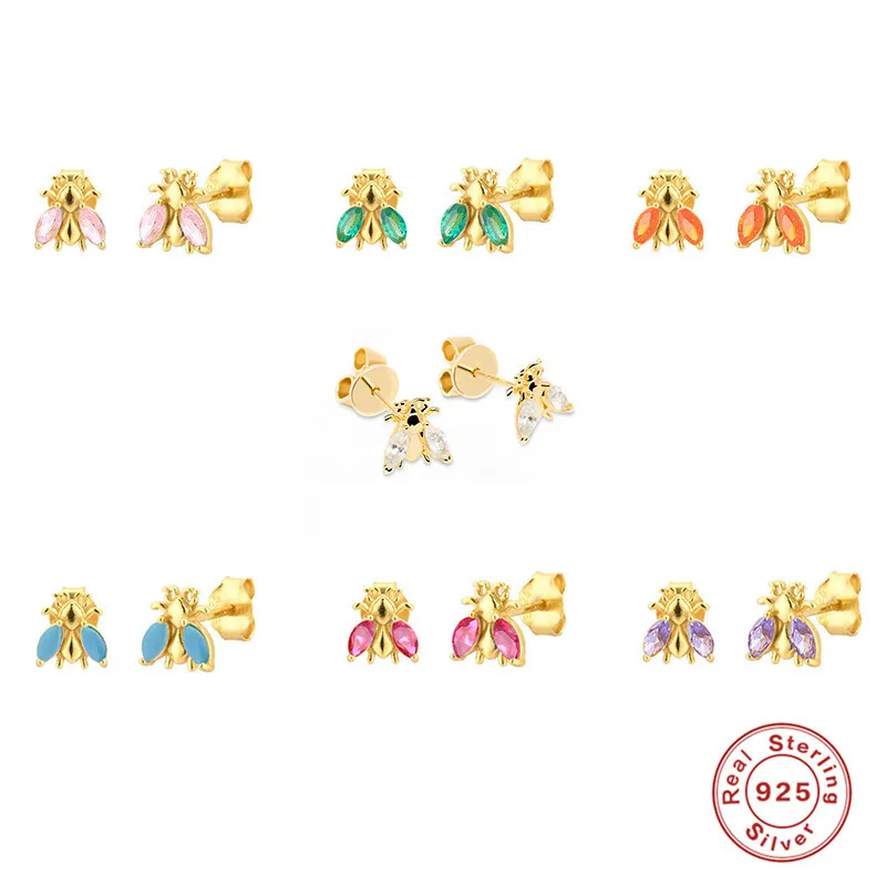 

Серьги из серебра пробы в стиле Ins, с бриллиантами в виде пчелы, доступные Роскошные модные минималистичные креативные серьги