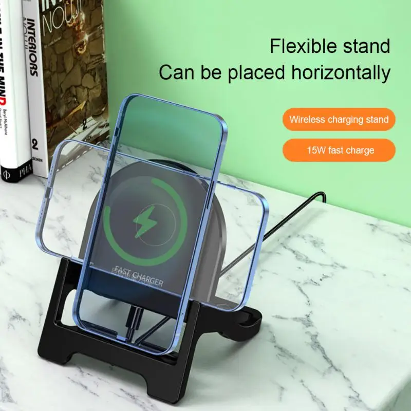 

2023 Portable Wireless Charger Stand Pad 15w Fast Charging Dock Station Phone Holder Aluminum Alloy Universal Accessories