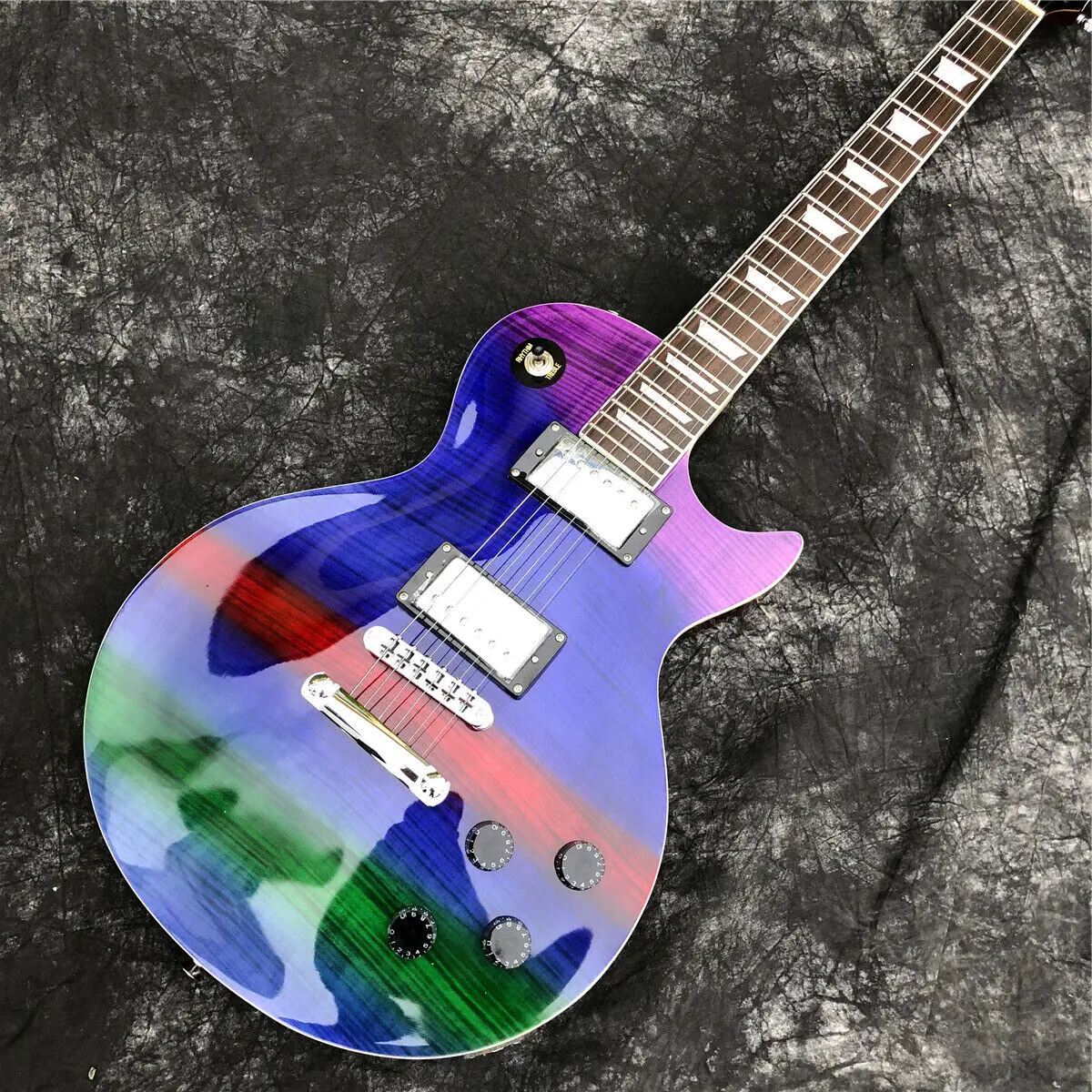 

Новая цветная электрическая гитара Grote 2023 из твердого красного дерева с кленовым пламенем