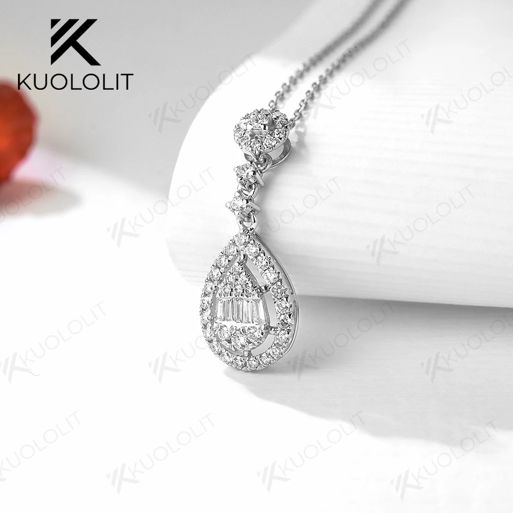 

Женское Ожерелье с натуральным бриллиантом kuolin, белое золото 18 к 14 к 9 к, кулон трапециевидной формы с цепочкой класса люкс